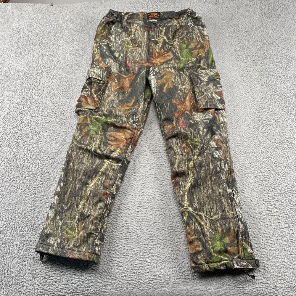 Yukon Gear Hunting Pants Mens L Camo Mossy Oak Break Up Insulated Fleece Cargo